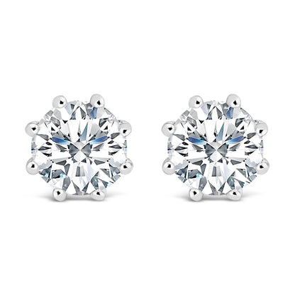 14K White Gold 1.0 Cttw Lab-Grown Diamond 8 Prong Hidden Halo Stud Earrings (F-G Color, VS1-VS2 Clarity) Bids.com