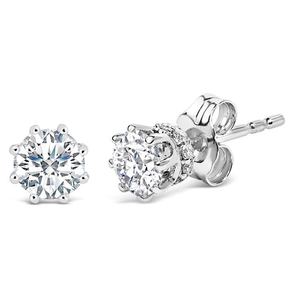 14K White Gold 1.0 Cttw Lab-Grown Diamond 8 Prong Hidden Halo Stud Earrings (F-G Color, VS1-VS2 Clarity) Bids.com