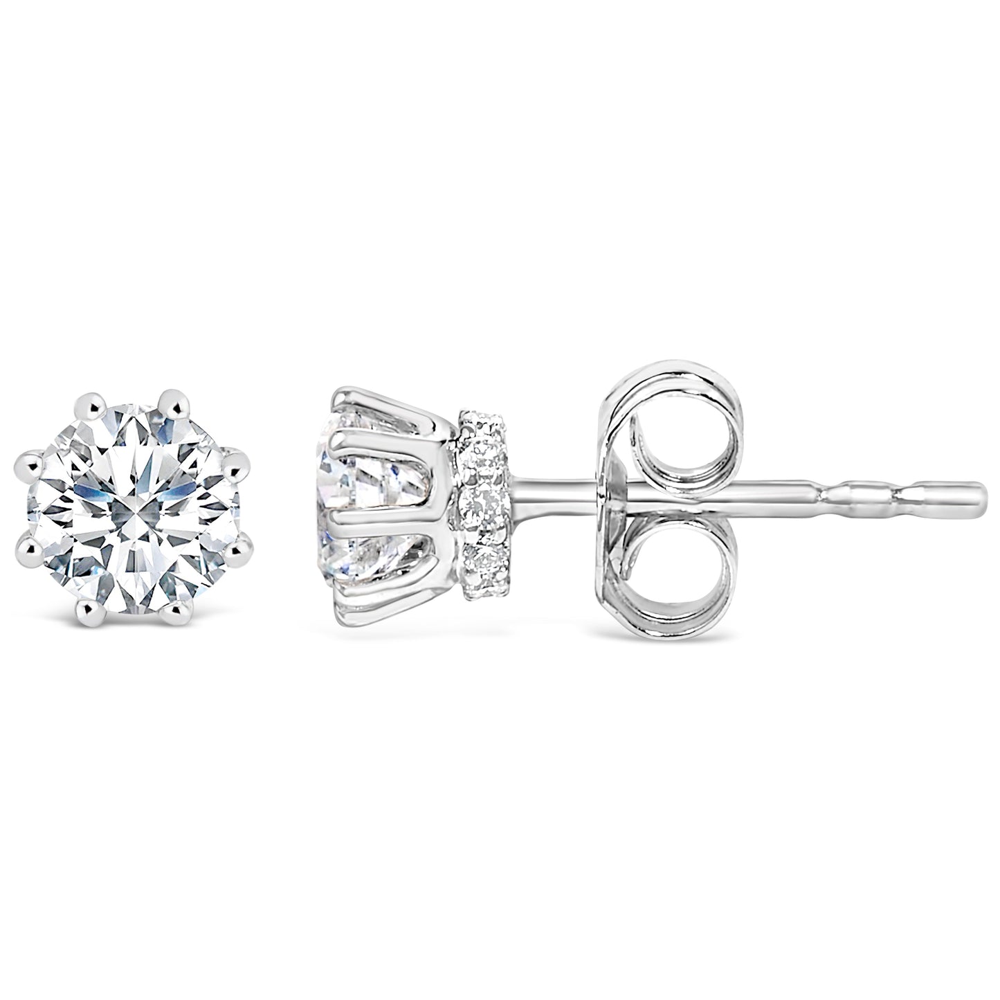 14K White Gold 1.0 Cttw Lab-Grown Diamond 8 Prong Hidden Halo Stud Earrings (F-G Color, VS1-VS2 Clarity) Bids.com