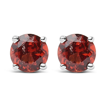 .925 Sterling Silver 3.5 MM Created Round Red Garnet Solitaire Stud Earrings Bids.com