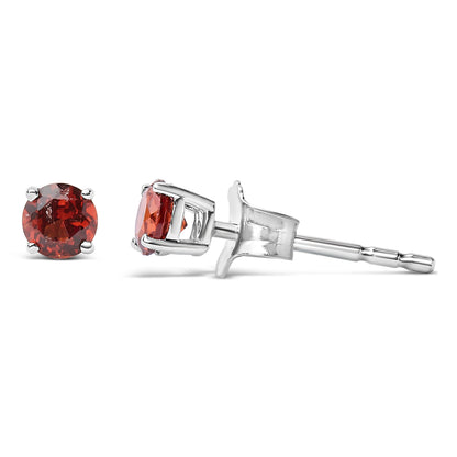 .925 Sterling Silver 3.5 MM Created Round Red Garnet Solitaire Stud Earrings Bids.com