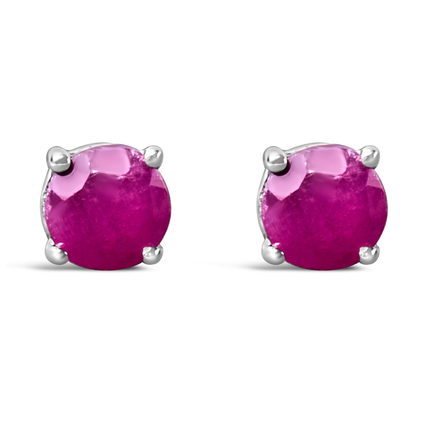 .925 Sterling Silver 3.5 MM Created Round Red Garnet Solitaire Stud Earrings Bids.com