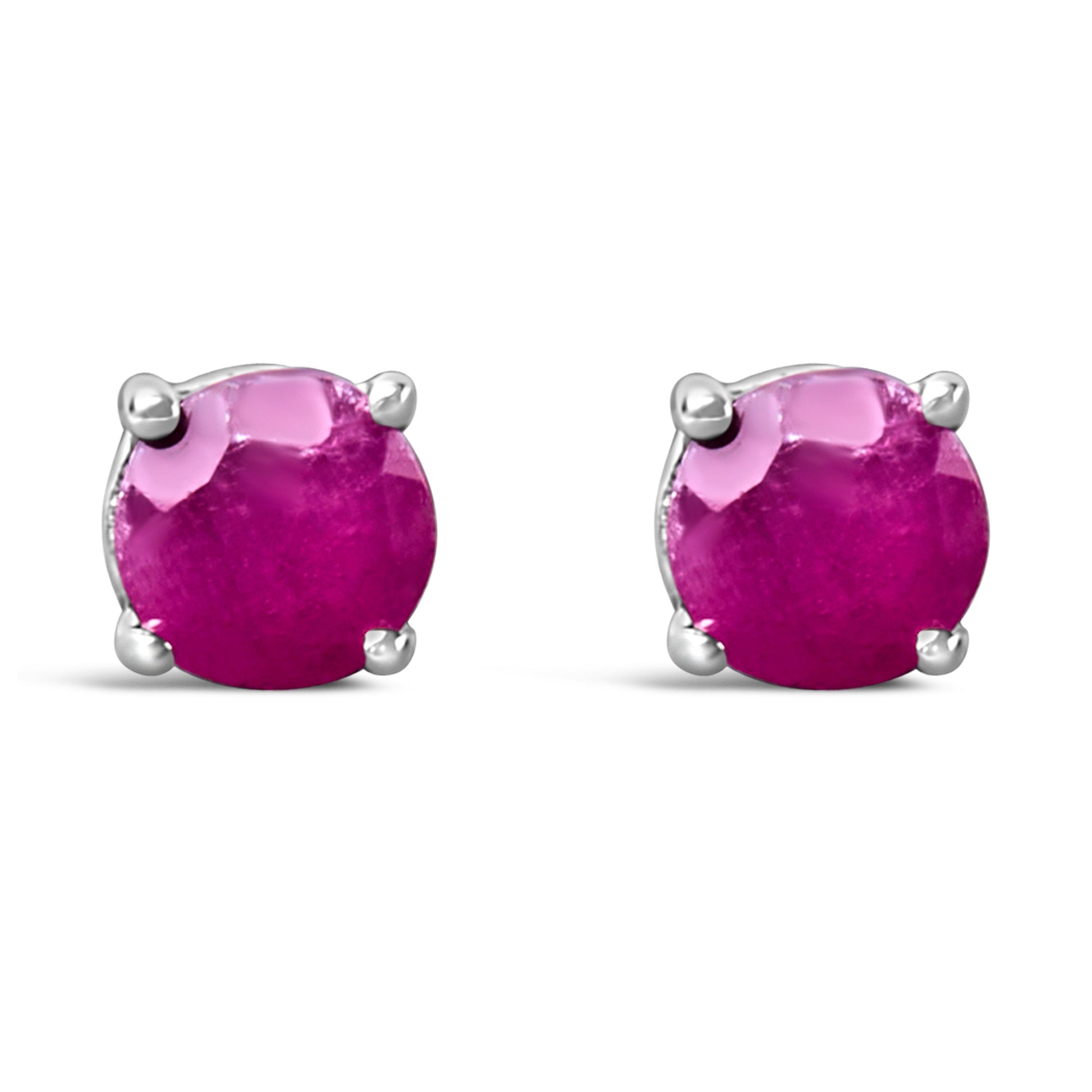 .925 Sterling Silver 3.5 MM Created Round Red Garnet Solitaire Stud Earrings Bids.com