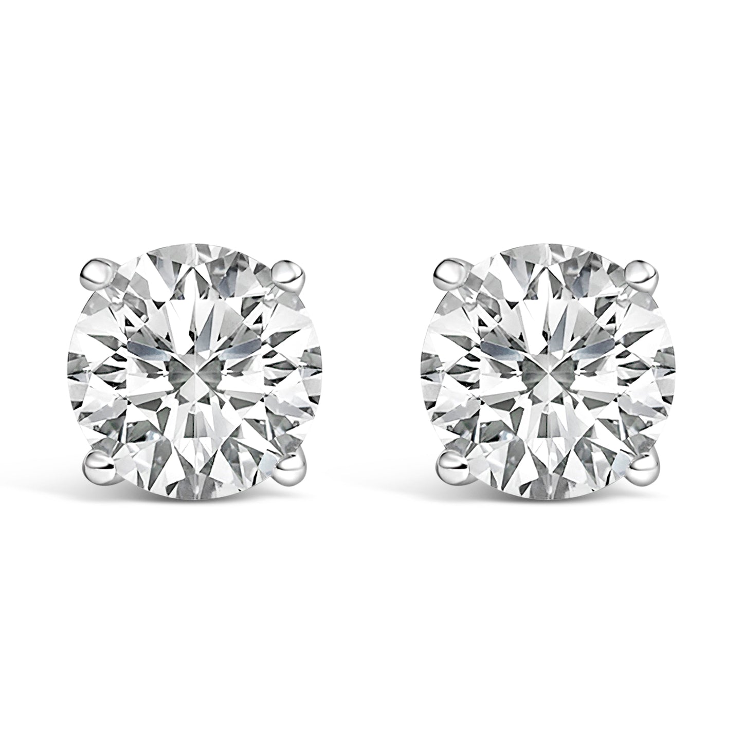 14K White Gold 4.0 Cttw Round Lab Grown Diamond Solitaire Stud Earrings with Screw Backs Bids.com