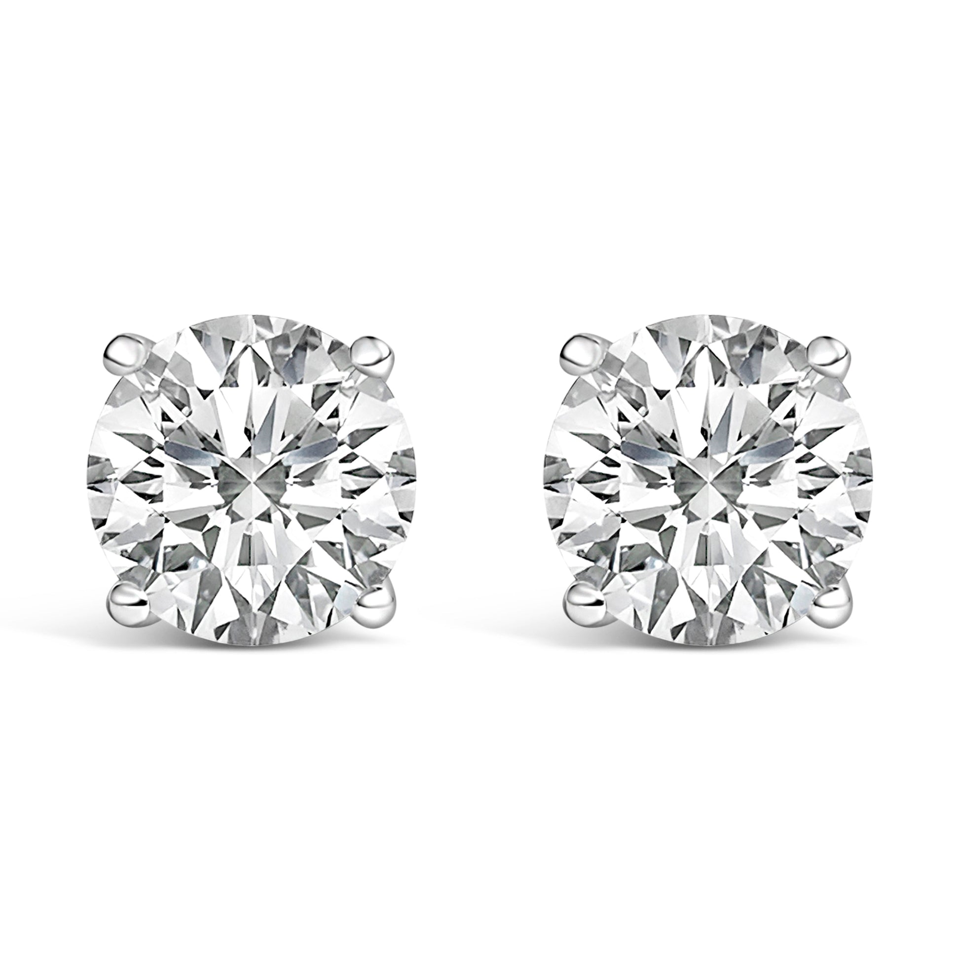 14K White Gold 4.0 Cttw Round Lab Grown Diamond Solitaire Stud Earrings with Screw Backs Bids.com