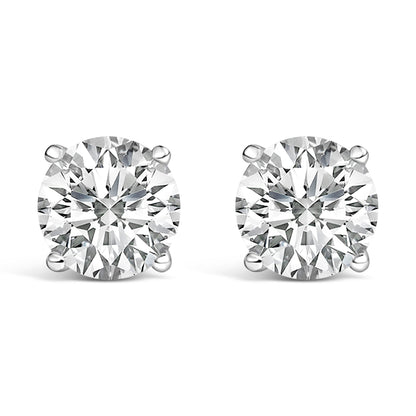14K White Gold 4.0 Cttw Round Lab Grown Diamond Solitaire Stud Earrings with Screw Backs Bids.com