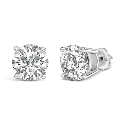 14K White Gold 4.0 Cttw Round Lab Grown Diamond Solitaire Stud Earrings with Screw Backs Bids.com