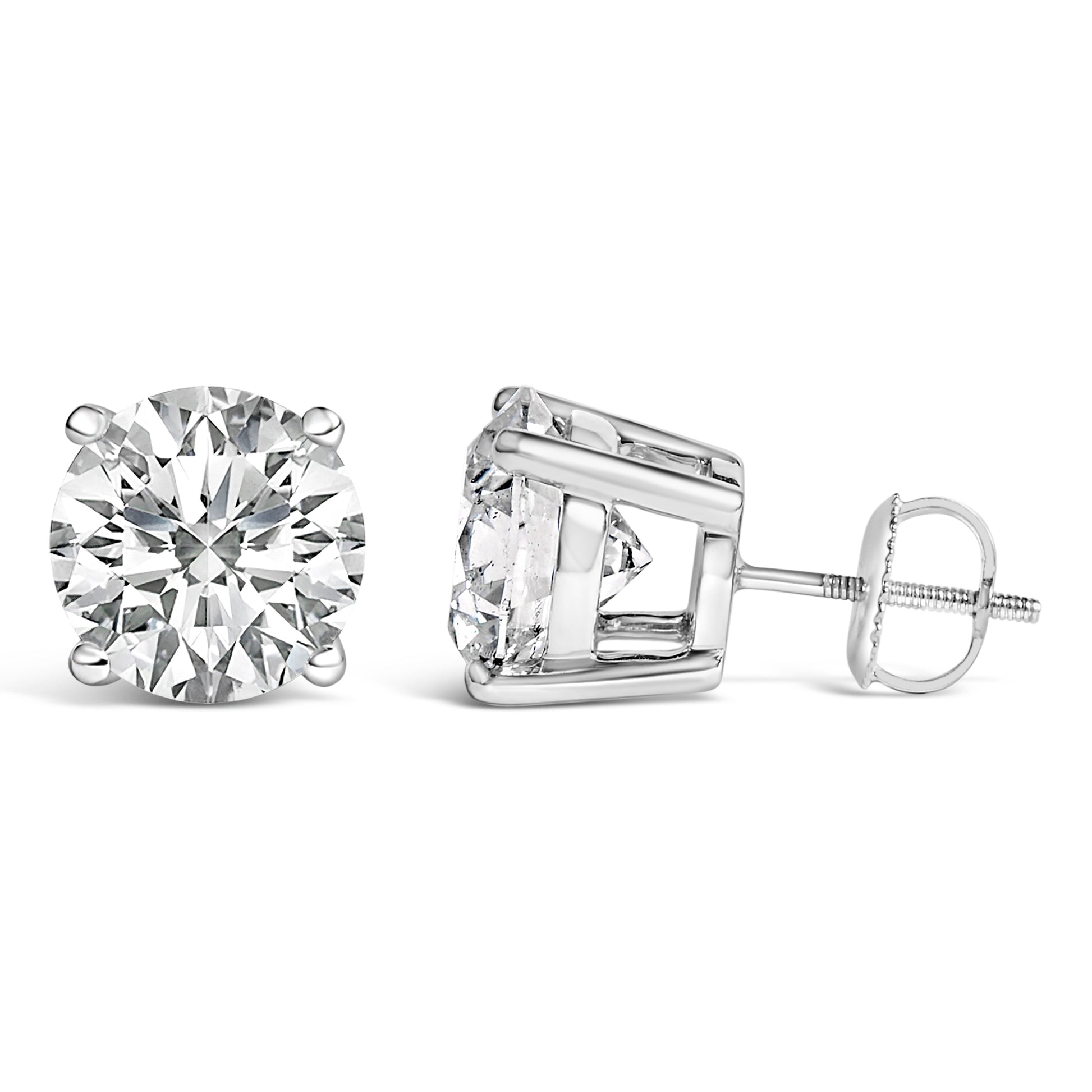 14K White Gold 4.0 Cttw Round Lab Grown Diamond Solitaire Stud Earrings with Screw Backs Bids.com