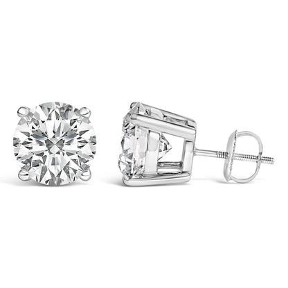 14K White Gold 4.0 Cttw Round Lab Grown Diamond Solitaire Stud Earrings with Screw Backs Bids.com
