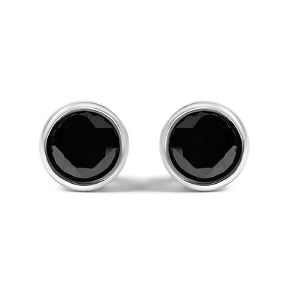 .925 Sterling Silver 4.00 Cttw Round Brilliant-Cut Black Diamond Bezel-Set Stud Earrings with Screw Backs (Fancy Color-Enhanced, I2-I3 Clarity) Bids.com