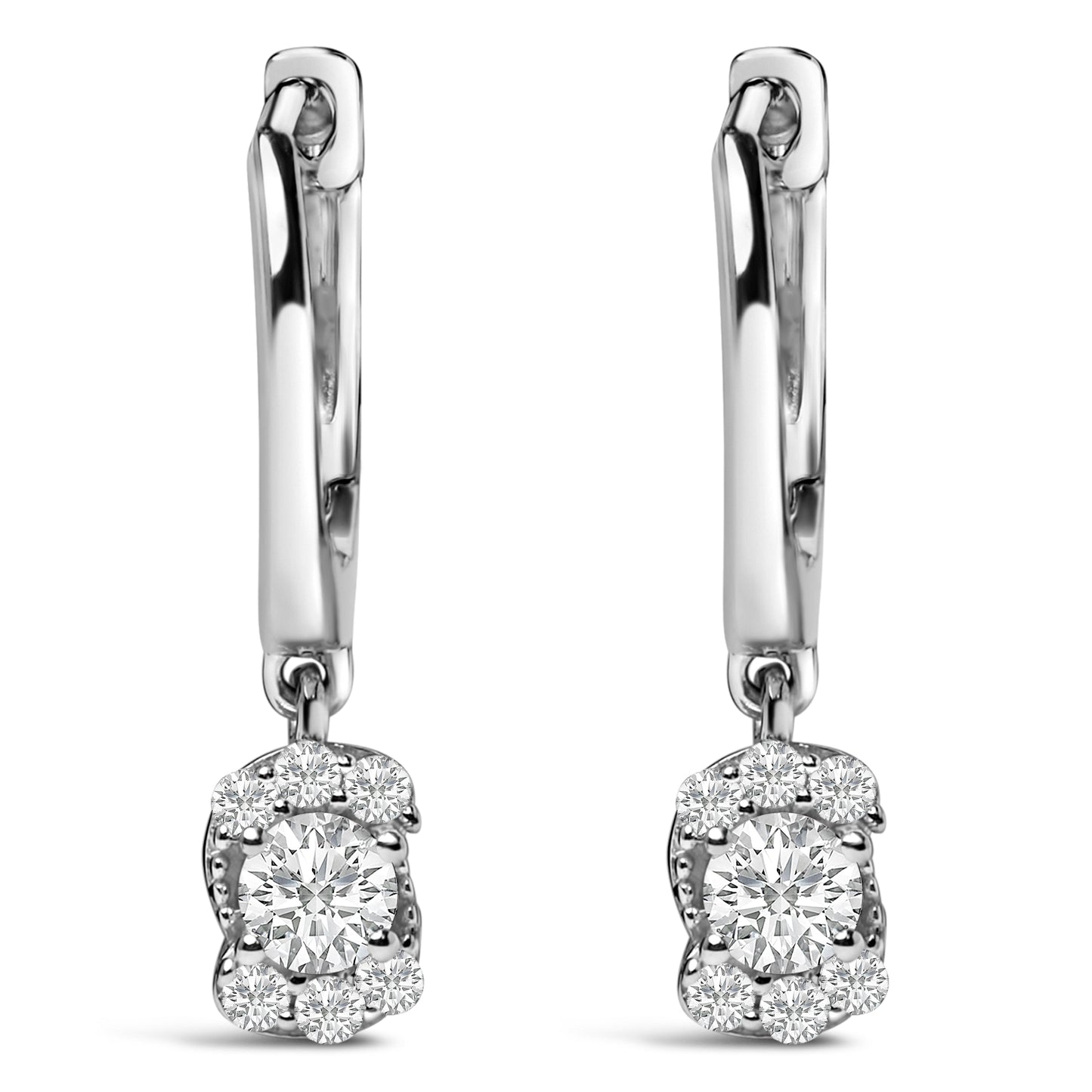 Sterling Silver 1/2 Cttw Lab Grown Diamond Floral Cluster Drop Earrings Bids.com