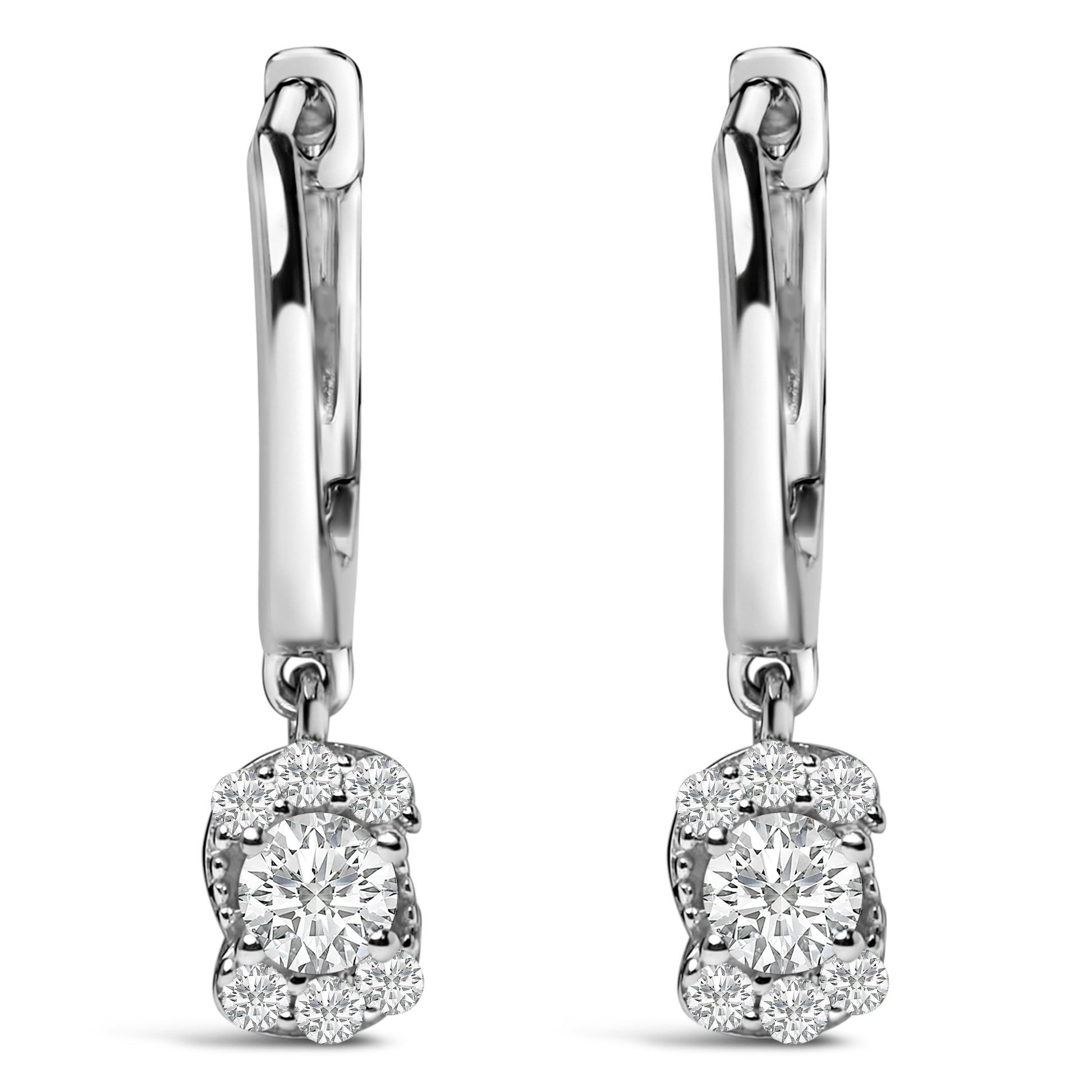 Sterling Silver 1/2 Cttw Lab Grown Diamond Floral Cluster Drop Earrings Bids.com