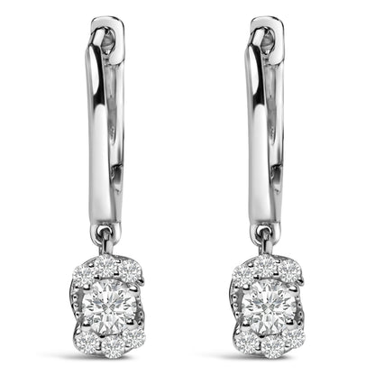 Sterling Silver 1/2 Cttw Lab Grown Diamond Floral Cluster Drop Earrings Bids.com