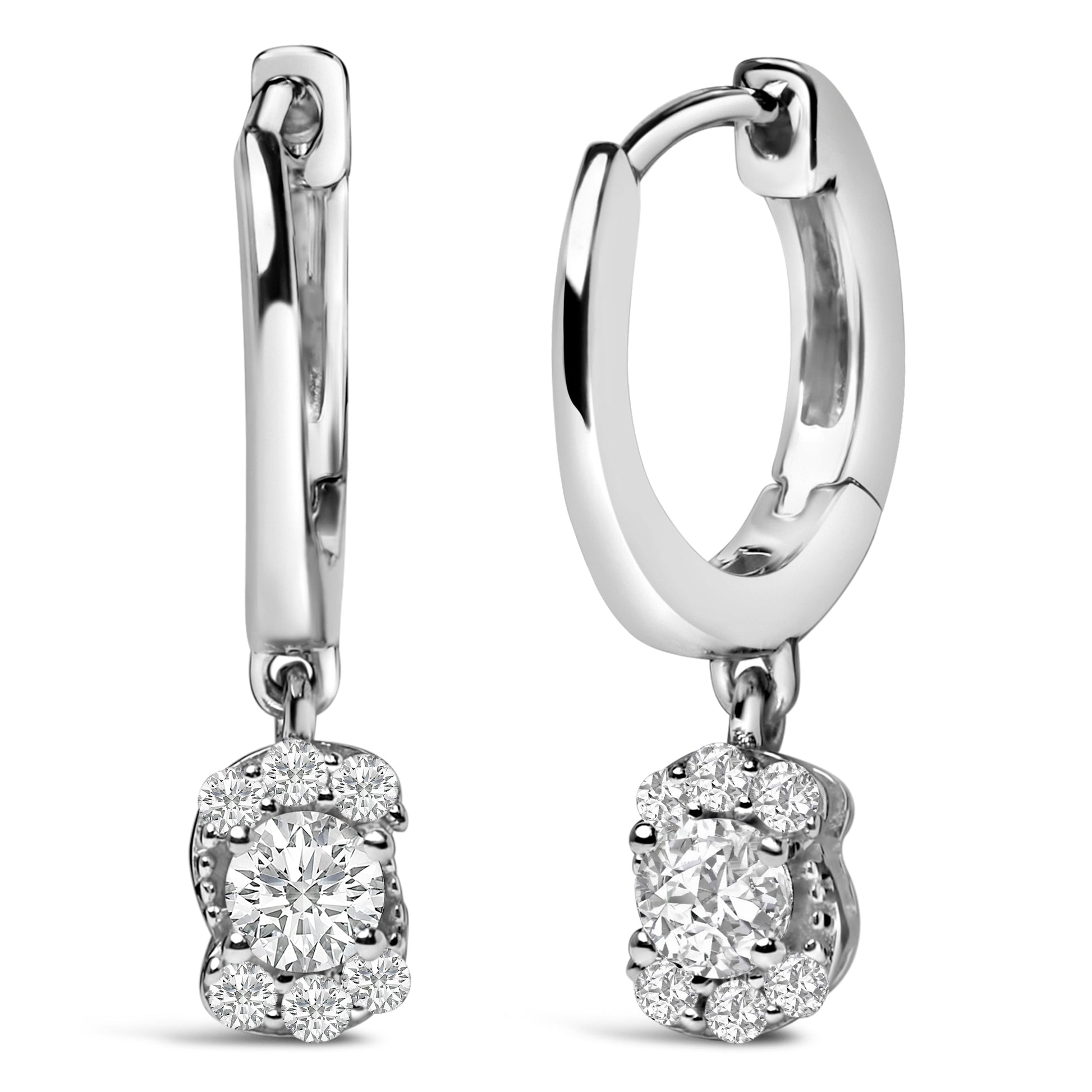 Sterling Silver 1/2 Cttw Lab Grown Diamond Floral Cluster Drop Earrings Bids.com