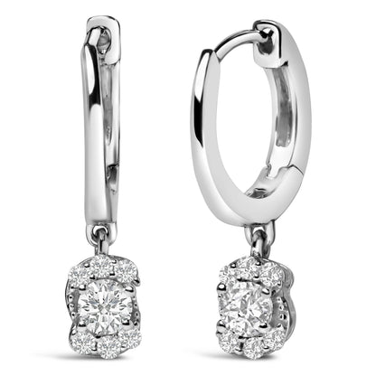 Sterling Silver 1/2 Cttw Lab Grown Diamond Floral Cluster Drop Earrings Bids.com