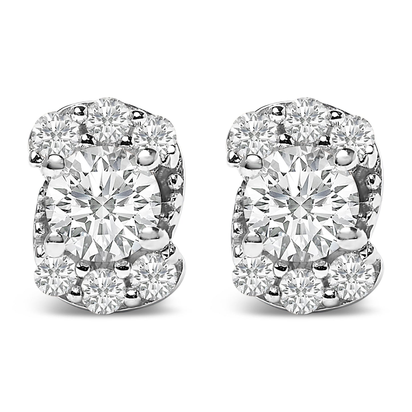 Sterling Silver 1/3 Cttw Lab Grown Diamond Halo Swirl Stud Earrings Bids.com