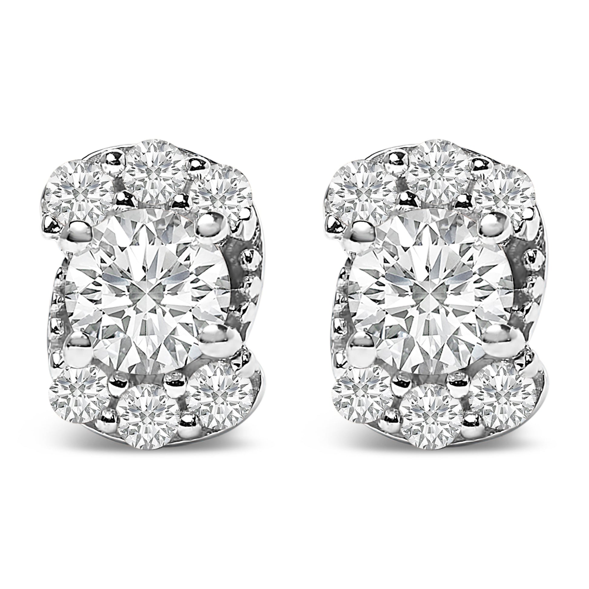 Sterling Silver 1/3 Cttw Lab Grown Diamond Halo Swirl Stud Earrings Bids.com