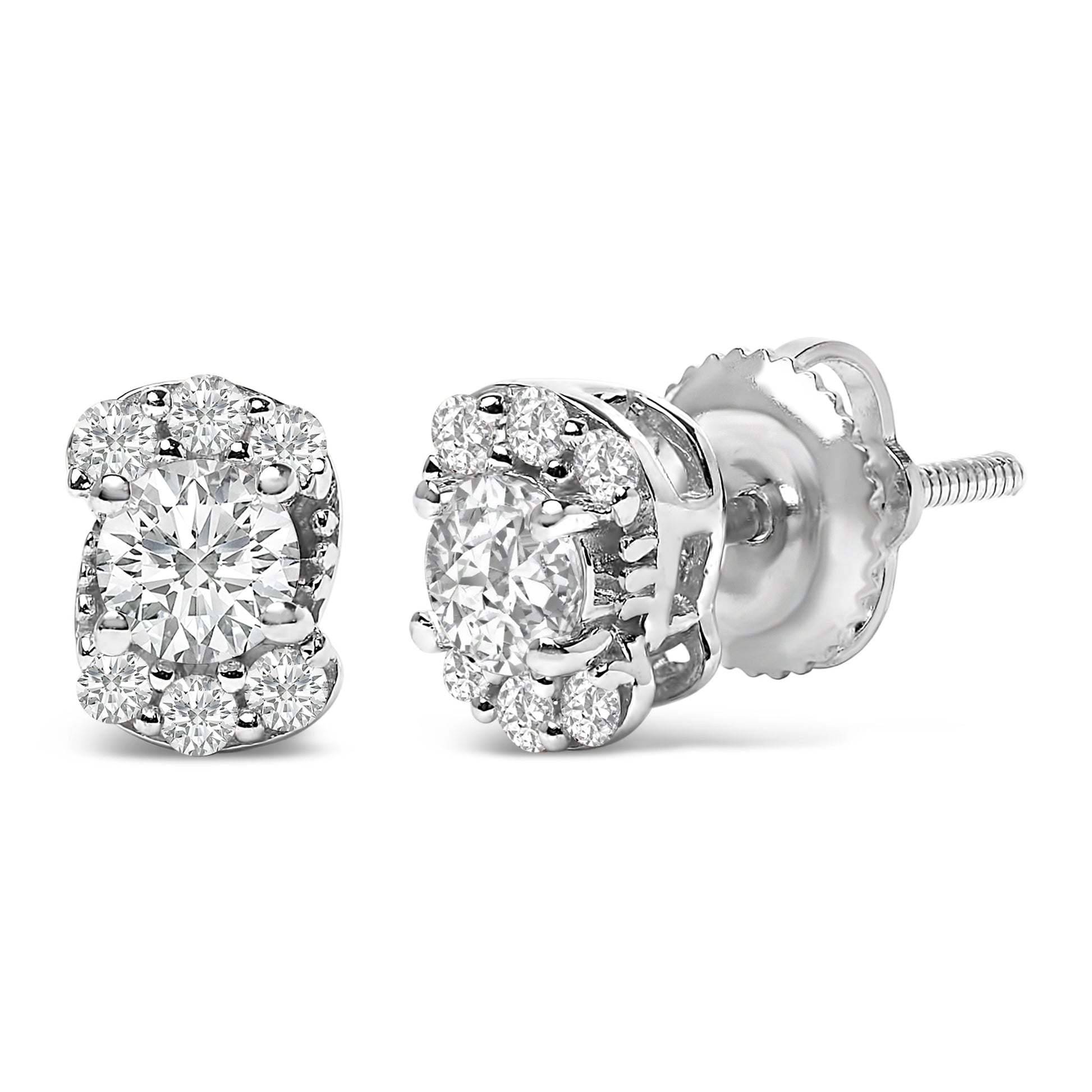 Sterling Silver 1/3 Cttw Lab Grown Diamond Halo Swirl Stud Earrings Bids.com
