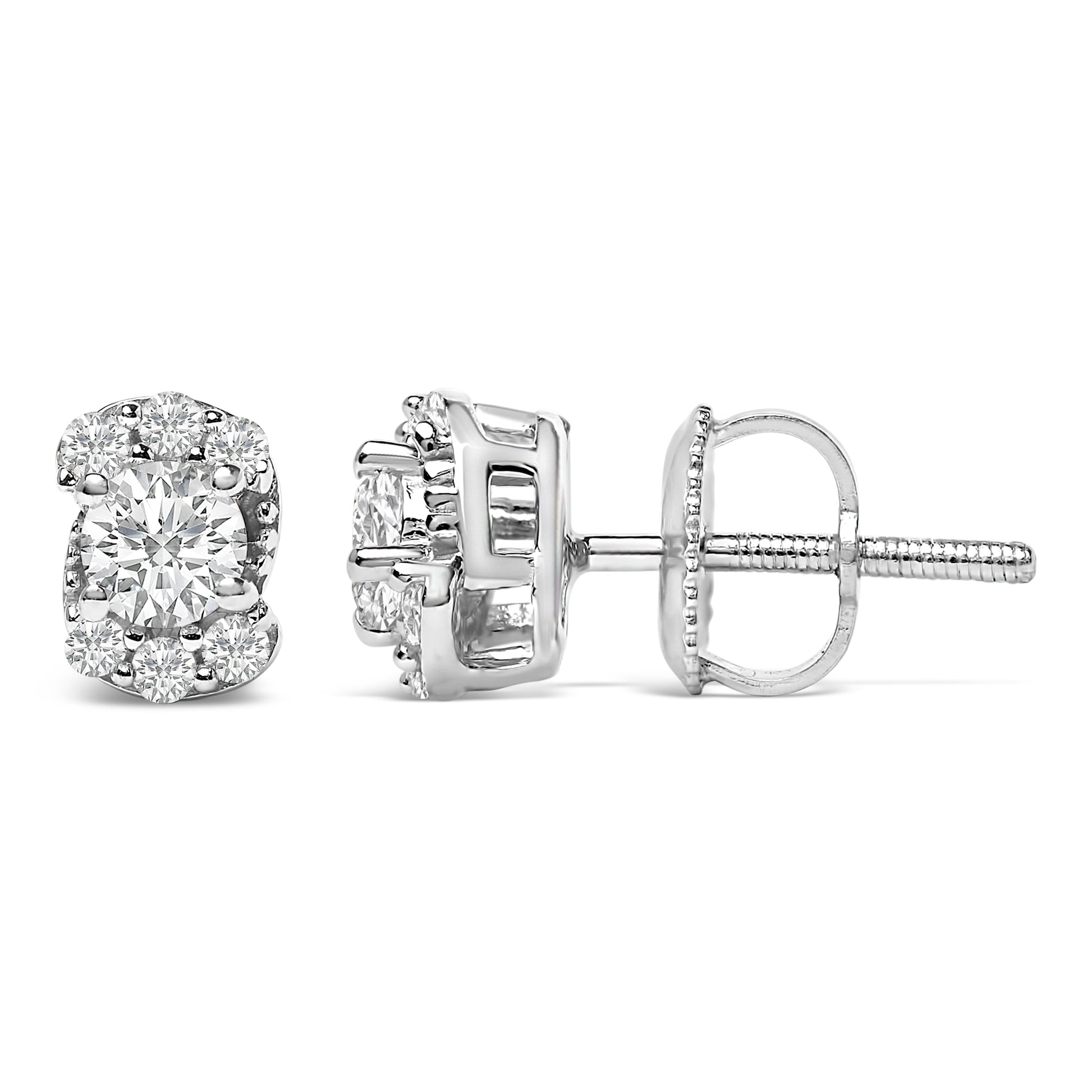 Sterling Silver 1/3 Cttw Lab Grown Diamond Halo Swirl Stud Earrings Bids.com