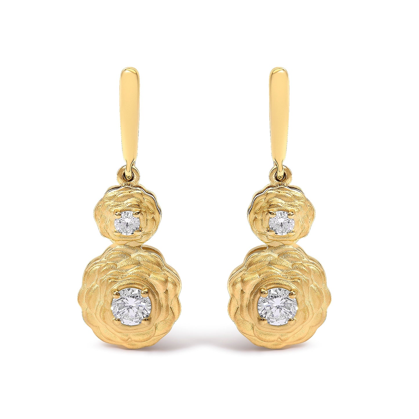 14K Yellow Gold Plated Sterling Silver 1/2 Cttw Lab Grown Diamond Matte Finish Drop Earrings Bids.com