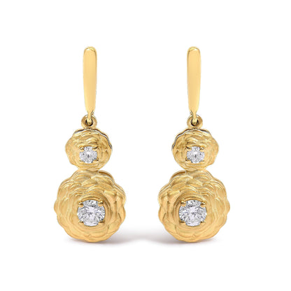 14K Yellow Gold Plated Sterling Silver 1/2 Cttw Lab Grown Diamond Matte Finish Drop Earrings Bids.com