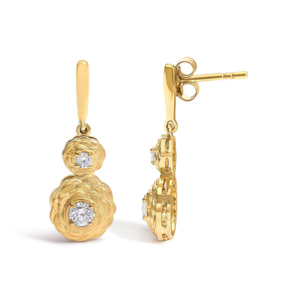 14K Yellow Gold Plated Sterling Silver 1/2 Cttw Lab Grown Diamond Matte Finish Drop Earrings Bids.com