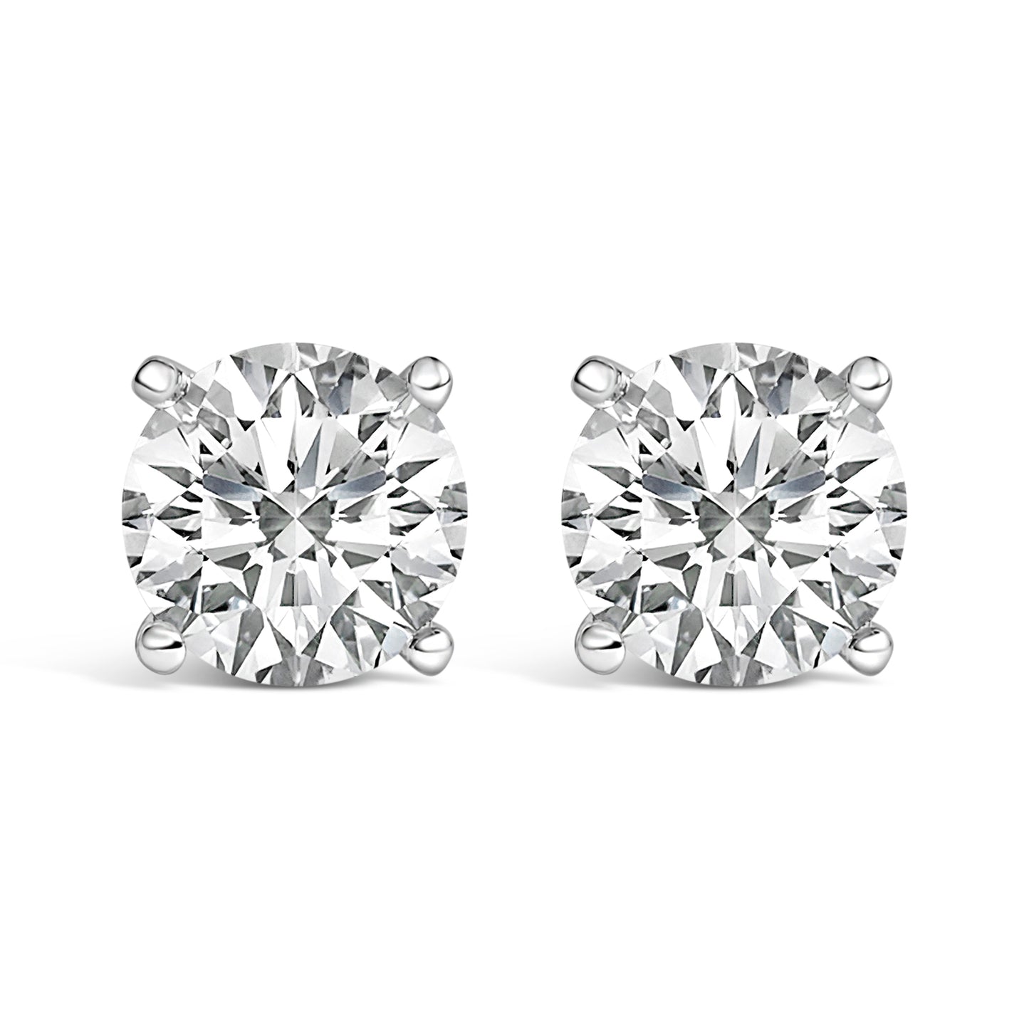 14K White Gold 2 1/2 Cttw Lab Grown Diamond Solitaire Stud Earrings Bids.com