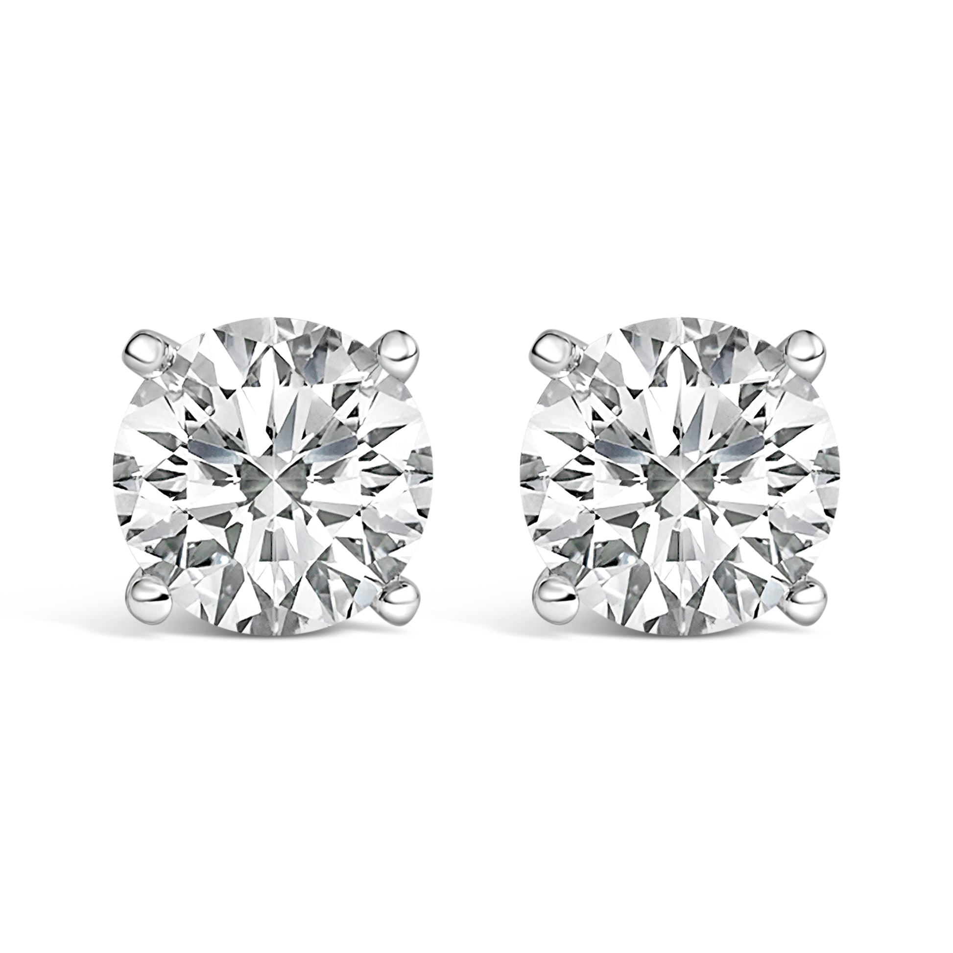 14K White Gold 2 1/2 Cttw Lab Grown Diamond Solitaire Stud Earrings Bids.com