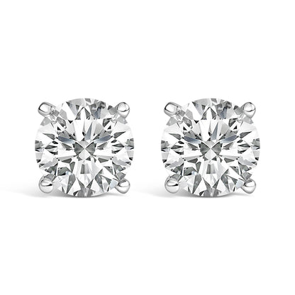 14K White Gold 2 1/2 Cttw Lab Grown Diamond Solitaire Stud Earrings Bids.com
