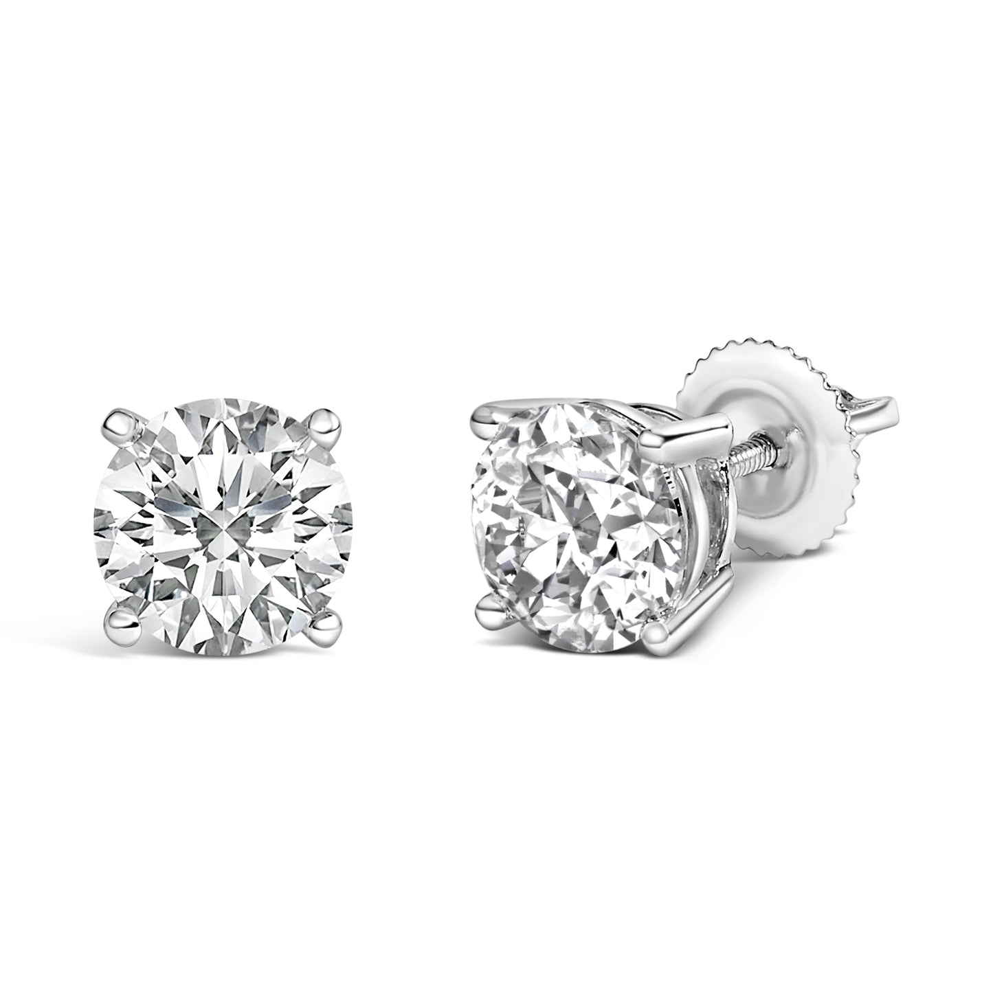 14K White Gold 2 1/2 Cttw Lab Grown Diamond Solitaire Stud Earrings Bids.com