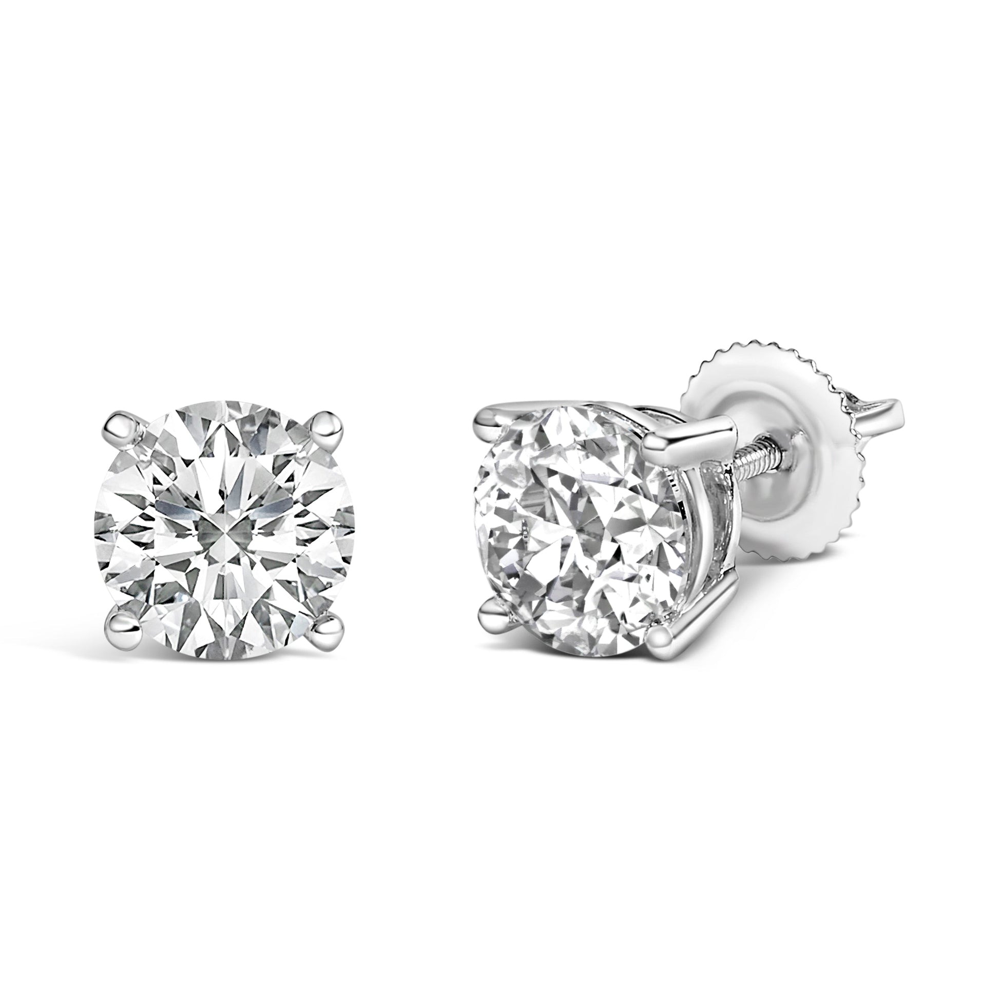 14K White Gold 2 1/2 Cttw Lab Grown Diamond Solitaire Stud Earrings Bids.com