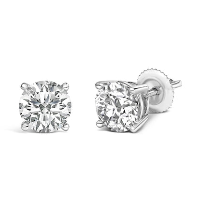 14K White Gold 2 1/2 Cttw Lab Grown Diamond Solitaire Stud Earrings Bids.com