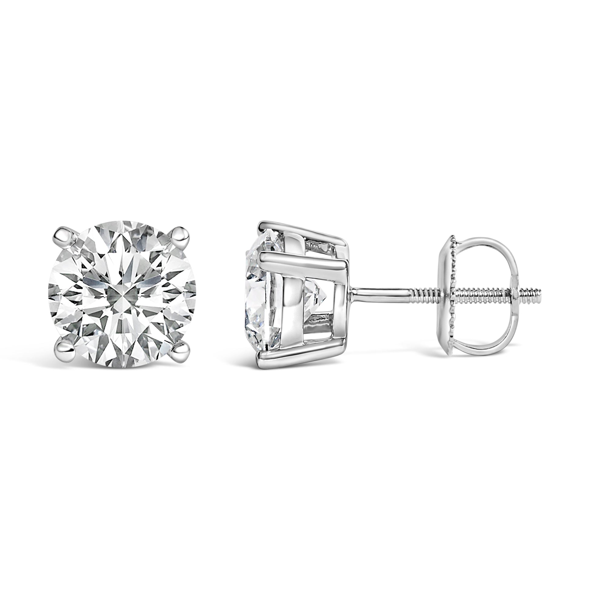 14K White Gold 2 1/2 Cttw Lab Grown Diamond Solitaire Stud Earrings Bids.com