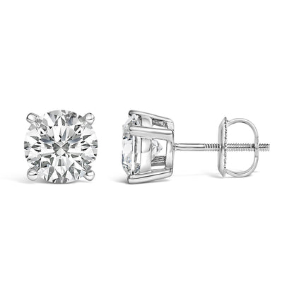 14K White Gold 2 1/2 Cttw Lab Grown Diamond Solitaire Stud Earrings Bids.com