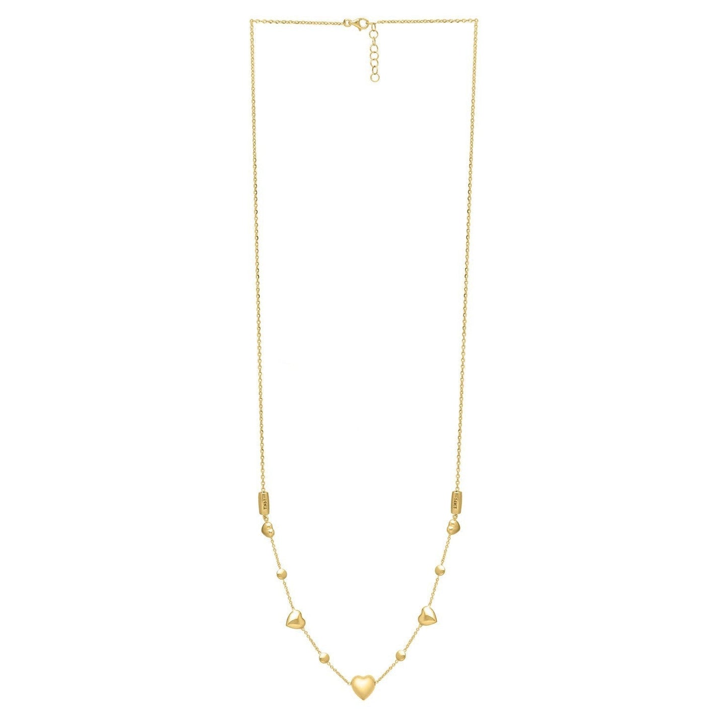 14k Yellow Gold Puff Heart Adjustable Necklace Bids.com