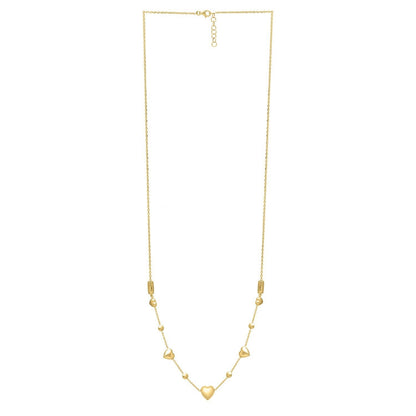 14k Yellow Gold Puff Heart Adjustable Necklace Bids.com