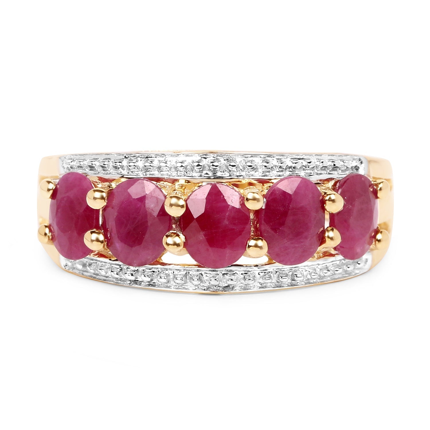 14K Yellow Gold Plated 1.90 Carat Genuine Ruby .925 Sterling Silver Ring Bids.com