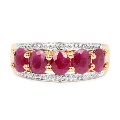 14K Yellow Gold Plated 1.90 Carat Genuine Ruby .925 Sterling Silver Ring Bids.com