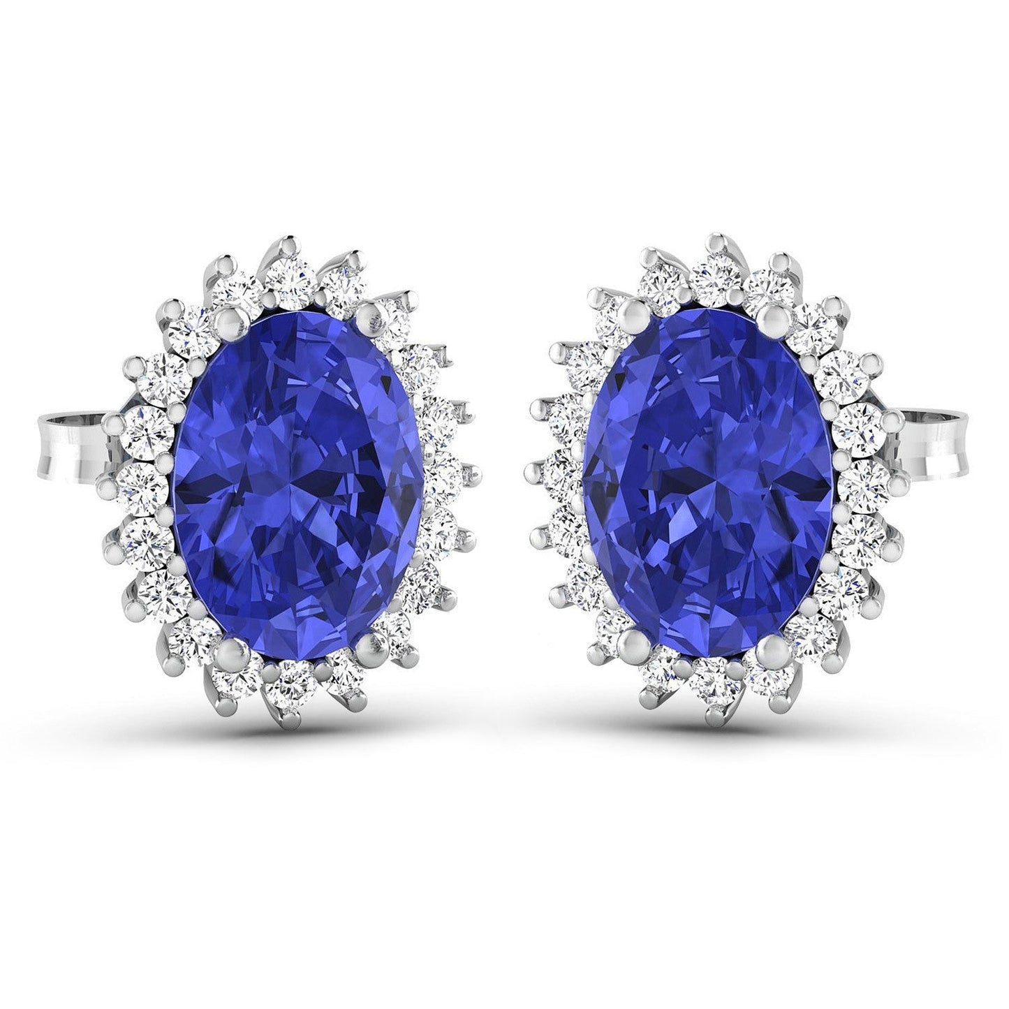 2.56 Carat Genuine Tanzanite and White Diamond 14K White Gold Earrings Bids.com
