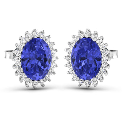 2.56 Carat Genuine Tanzanite and White Diamond 14K White Gold Earrings Bids.com