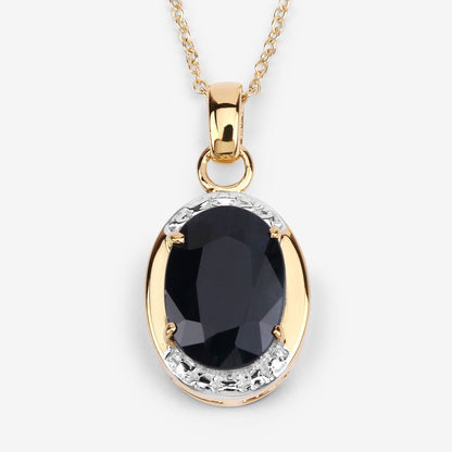 7.50 Carat Genuine Black Sapphire .925 Sterling Silver Pendant Bids.com