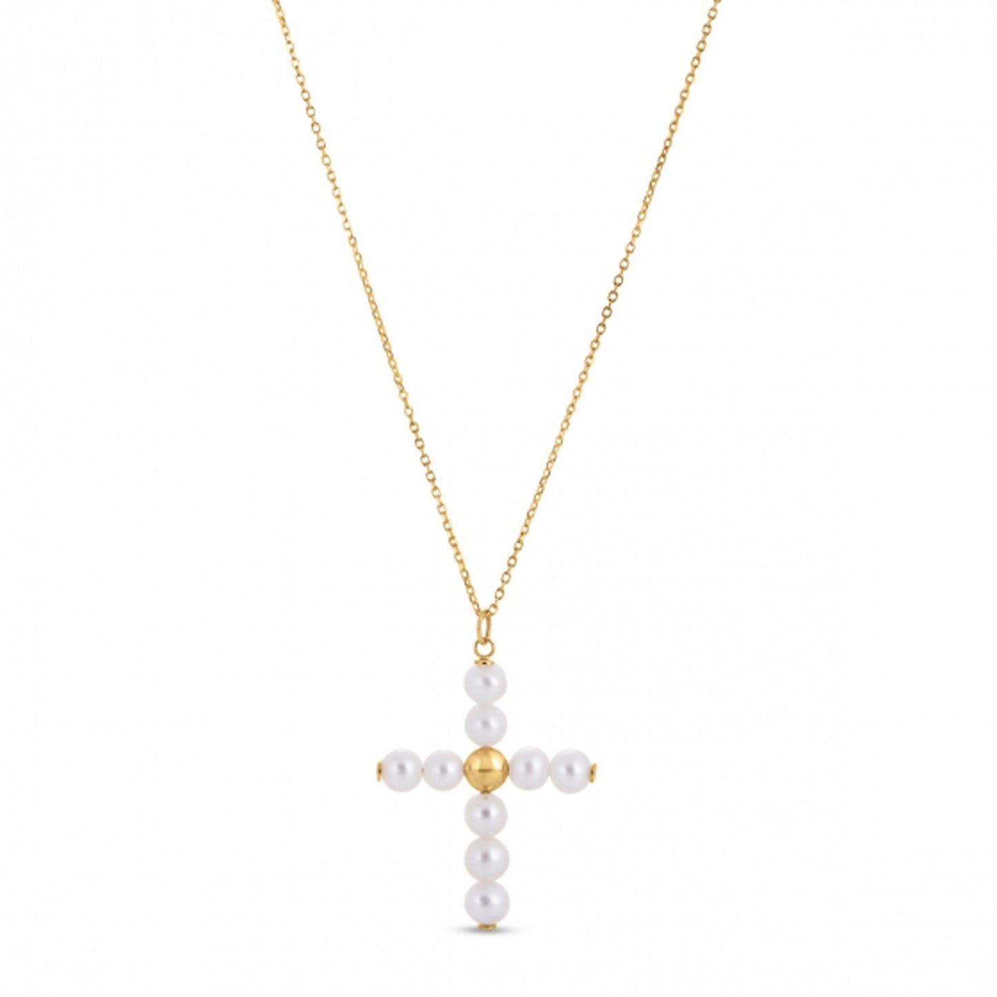 14k Yellow Gold Pearl Cross Pendant Bids.com