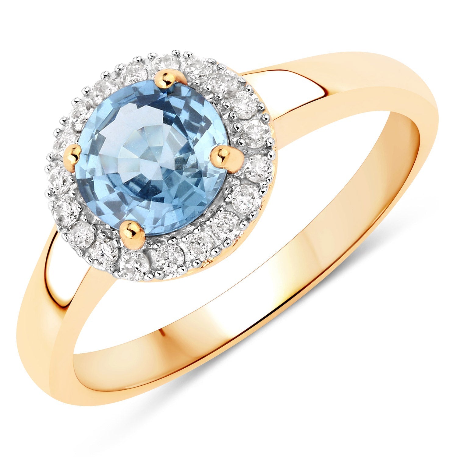1.03 Carat Genuine Blue Sapphire and White Diamond 14K Yellow Gold Ring Bids.com