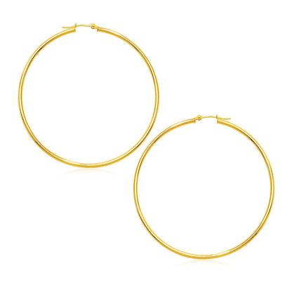 14k Yellow Gold Polished Large Round Hoop Earrings Bids.com