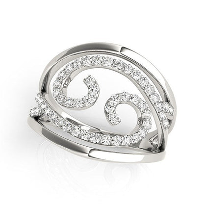 Swirl Design Diamond Ring in 14k White Gold (1/2 cttw) Bids.com