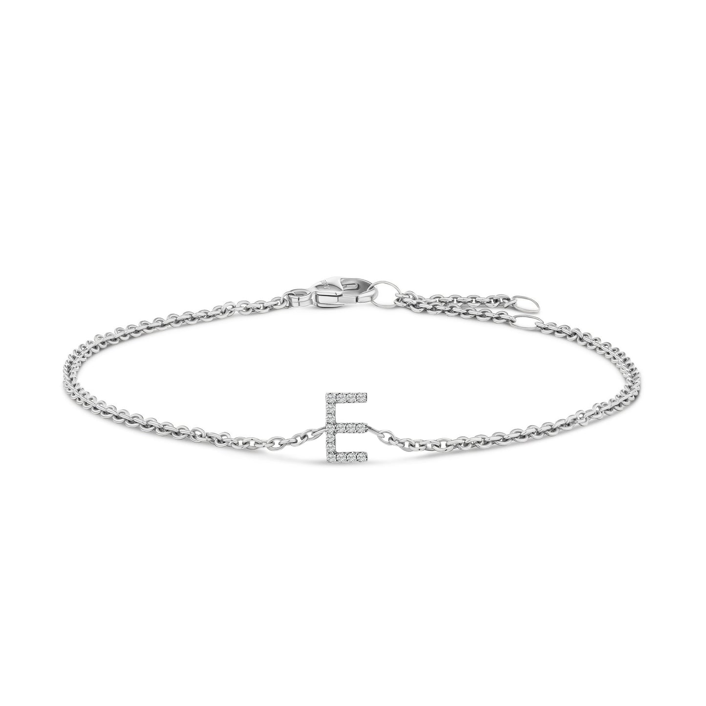 10K White Gold Diamond Accent "A" Initial Charm and Link Bracelet Bids.com