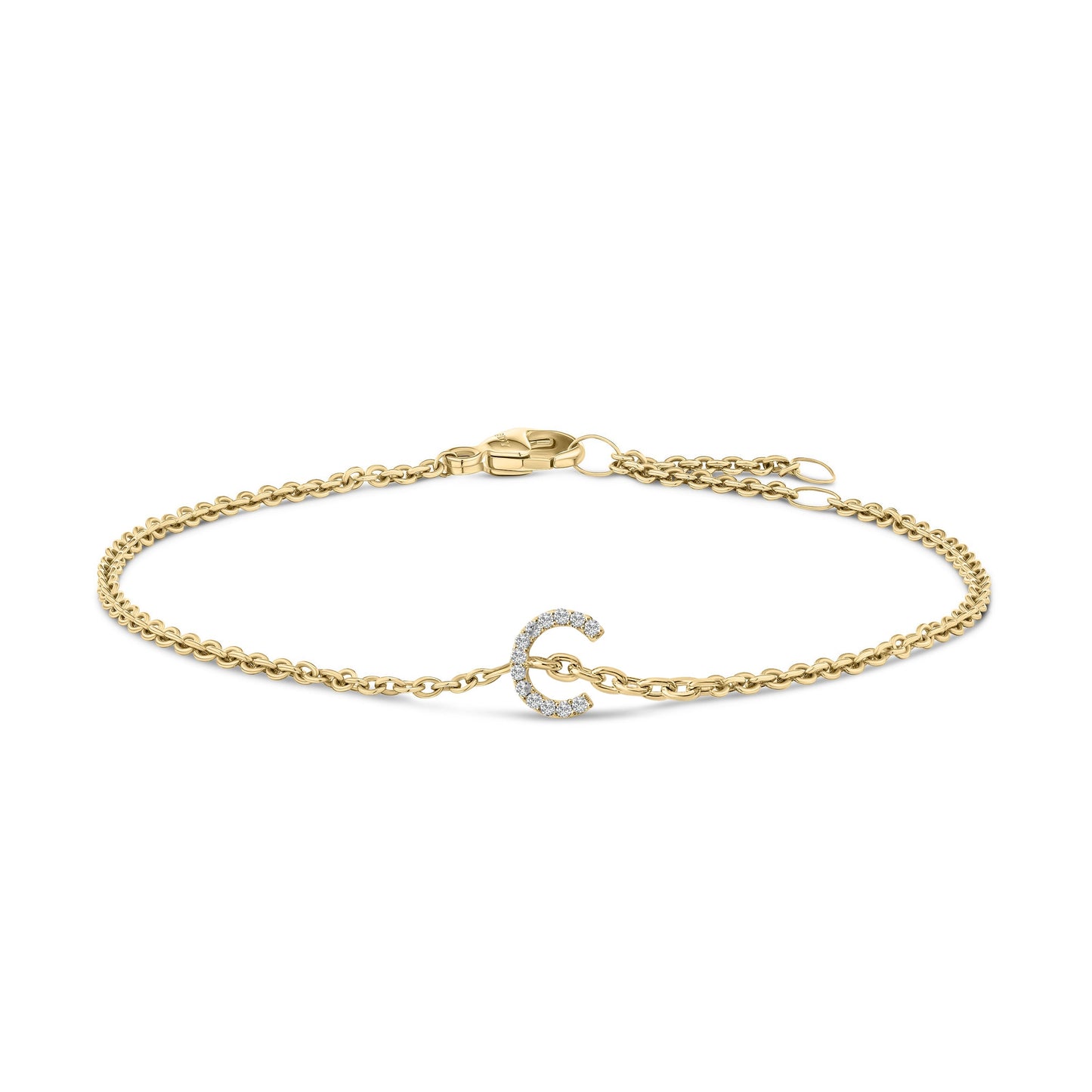 10K White Gold Diamond Accent "A" Initial Charm and Link Bracelet Bids.com