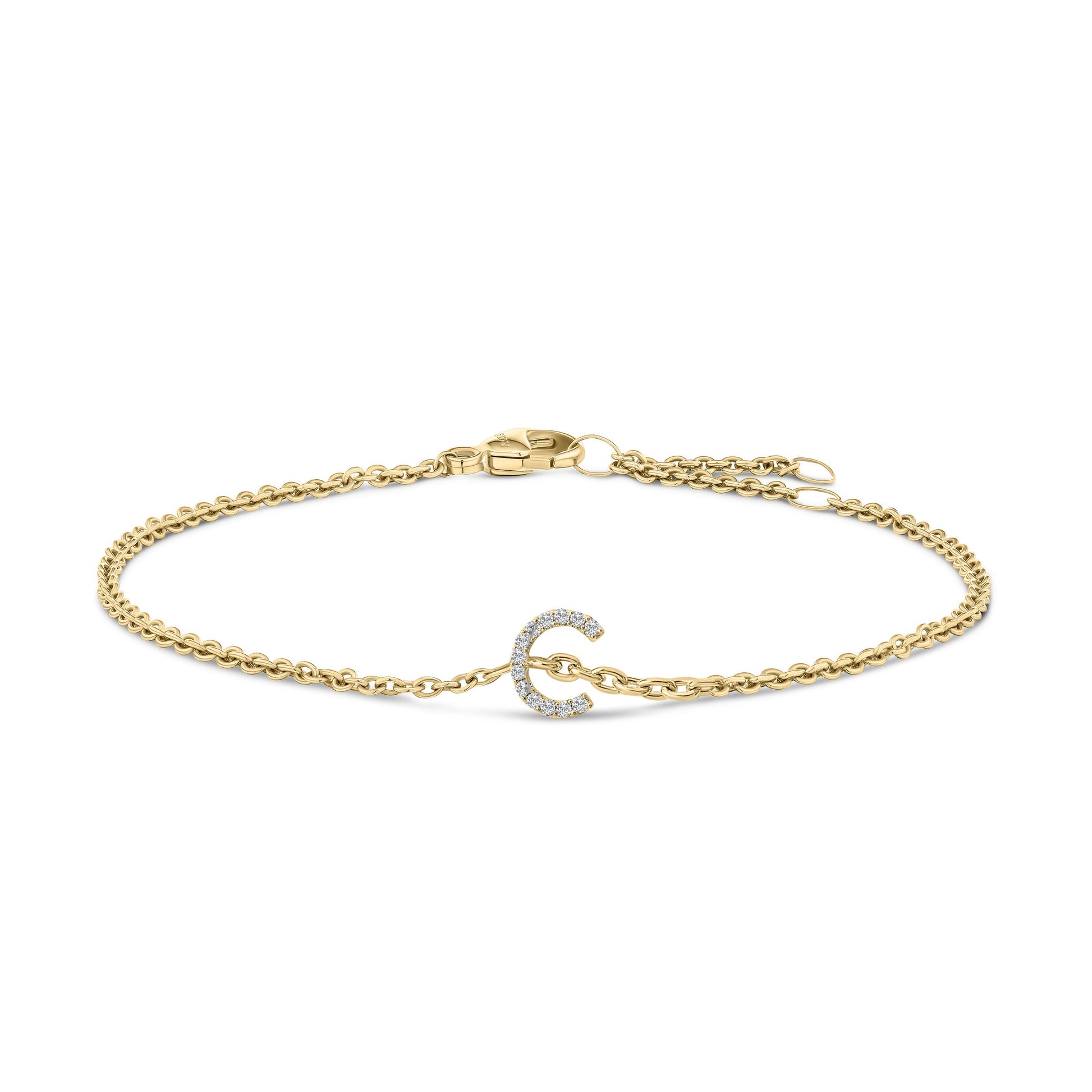 10K White Gold Diamond Accent "A" Initial Charm and Link Bracelet Bids.com
