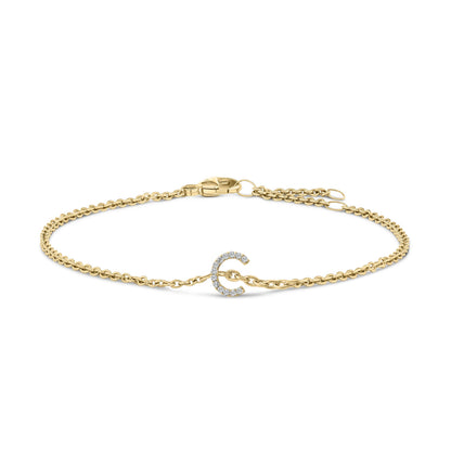 10K White Gold Diamond Accent "A" Initial Charm and Link Bracelet Bids.com
