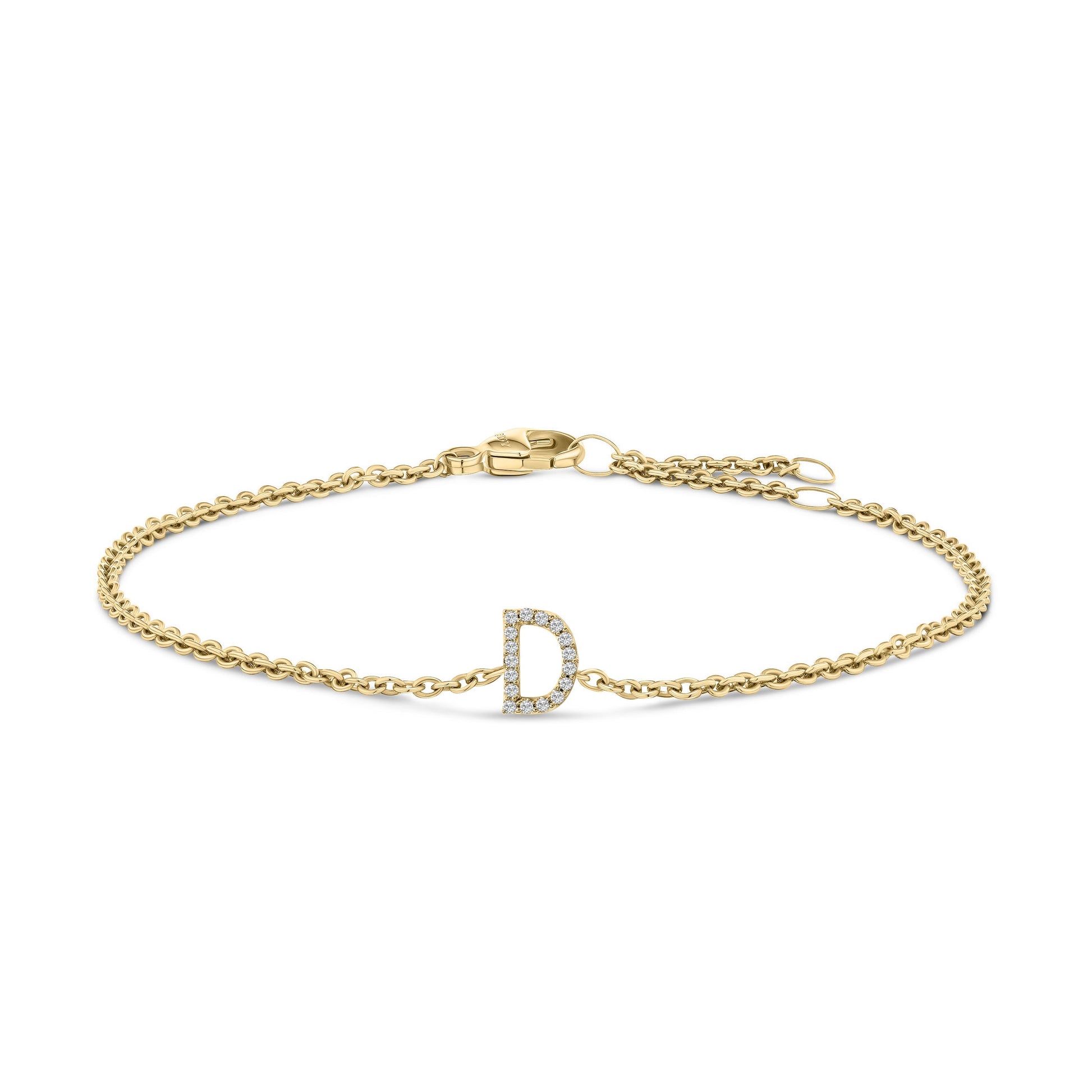 10K White Gold Diamond Accent "A" Initial Charm and Link Bracelet Bids.com